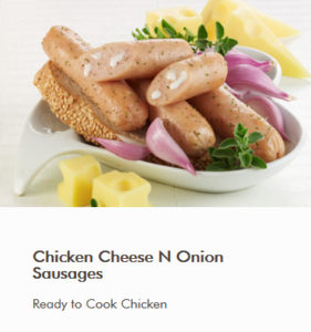 Chicken Cheese N Onion Sausages - Antibiotic free - Hormone Free - Zorabian Chicken - Order Fresh Chicken Online