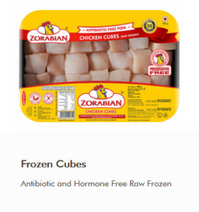 Frozen Cubes - Antibiotic free - Hormone Free - Zorabian Chicken - Order Fresh Chicken Online