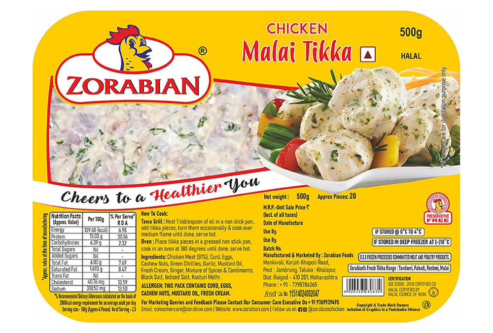Chicken Malai Tikka - Antibiotic free - Hormone Free - Zorabian Chicken - Order Fresh Chicken Online