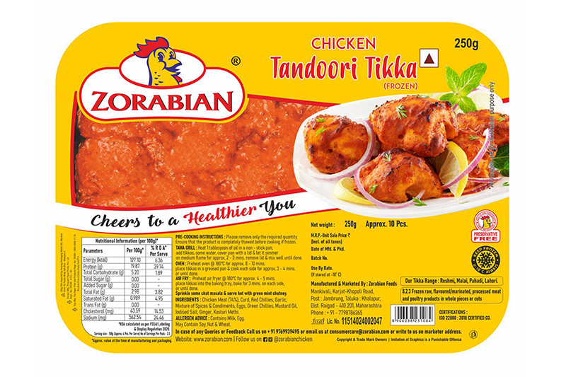 Frozen Chicken Tandoori Tikka s - Antibiotic free - Hormone Free - Zorabian Chicken - Order Fresh Chicken Online
